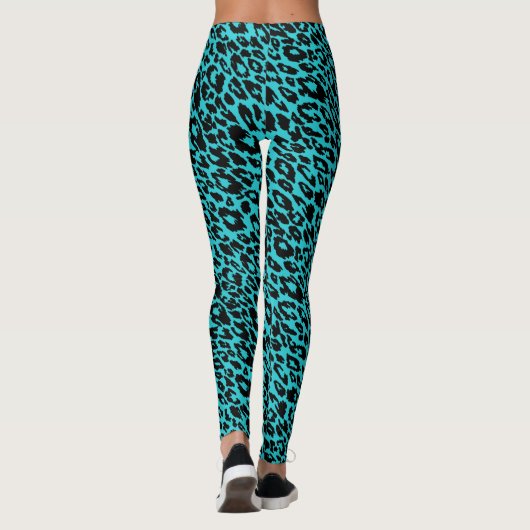 Leggings Léopard bleu turquoise (Dos)