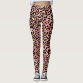 Leggings Léopard d'animal rose or noir (Devant)