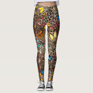 Leggings Leopard et papillons