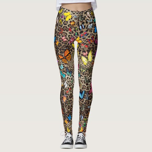 Leggings Leopard et papillons (Devant)