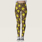 Leggings Léopard Exotique Poster de animal Jaune Pickleball (Devant)