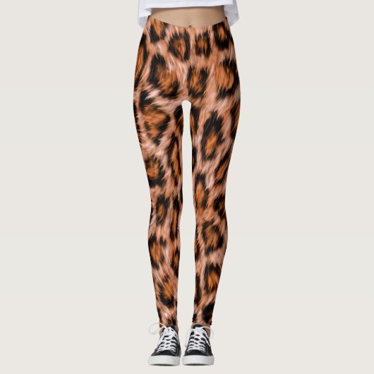 Leggings Leopard Jaguar Chat fourrure Brown Motif-24609 (Devant)