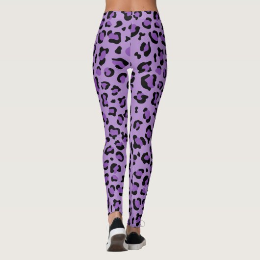 Leggings Leopard Print, Léopard Spots, Purple Leopard (Dos)