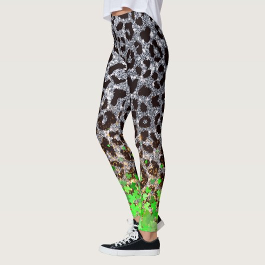 Leggings Léopard rayonnant et fusion de trèfle (Gauche)