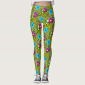 Leggings Leopard vert avec fleurs Imprimer (Devant)