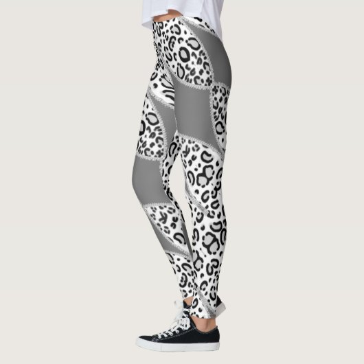 Leggings leopardo en gris con blanco. (Gauche)