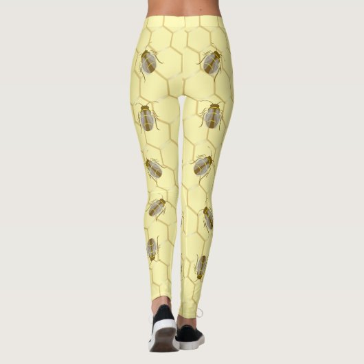 Leggings Les abeilles sur Honeycomb Jaune (Dos)