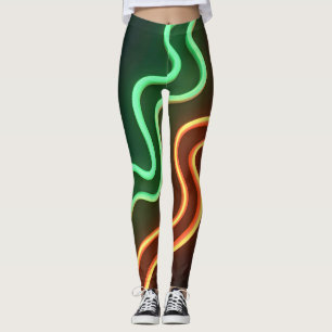 Leggings Les années 80 funky se chamaillent en vert néon et