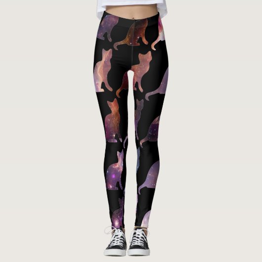 Leggings Les chats d'impression de galaxie ont modelé des (Devant)