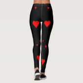 Leggings Les Coeurs d'amour rouges sur les Noirs (Dos)