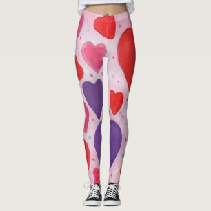 Leggings Les coeurs de la Saint-Valentin en rose, violet et