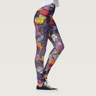 Leggings Les contours géométriques pourpres au-dessus de