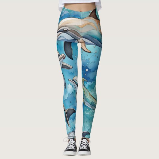 Leggings Les dauphins nageant dans la mer (Devant)
