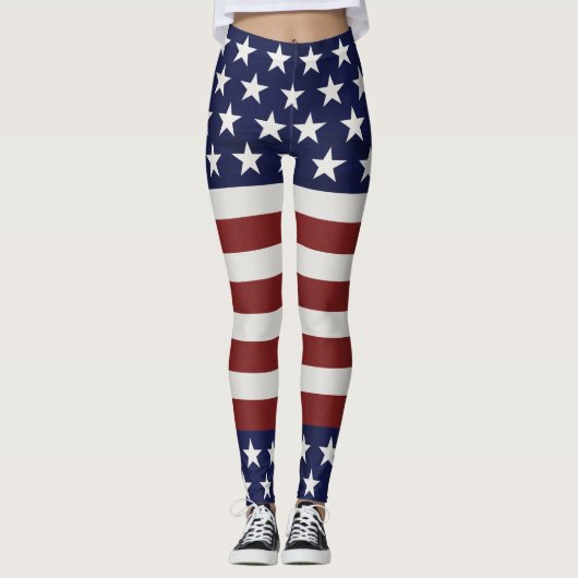 Leggings Les Etats-Unis drapeau américain coutume (Devant)