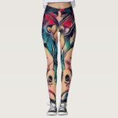 Leggings Les filles gothiques tatouées avec les cheveux ble (Devant)