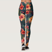 Leggings Les Fleurs D'Hibiscus, Un Modèle Floral Tropical (Dos)