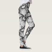 Leggings Les fleurs d'Hydrangea. Motif floral noir et blanc (Droite)