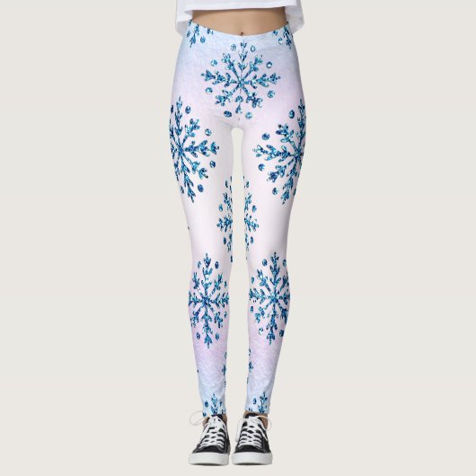 Leggings Les flocons de neige bleus de Noël (Devant)