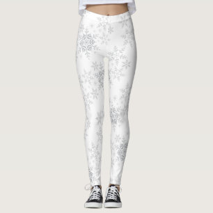 Leggings Les flocons de neige Parties scintillant d'argent 