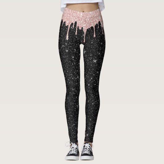 Leggings Les gouttes d'or Rose modernes de la Parties scint (Devant)