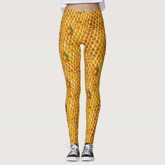 Leggings Les guêtres des femmes d'abeille de miel de nid (Devant)