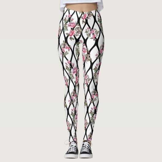Leggings Les guêtres des femmes de conception de rose de (Devant)