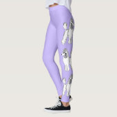 Leggings Les guêtres des femmes lilas de caniches blancs (Gauche)