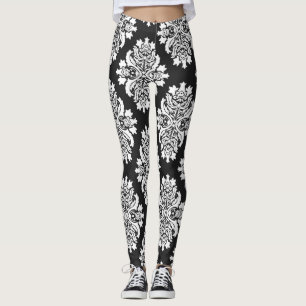 Leggings Les guêtres des femmes noires de damassé