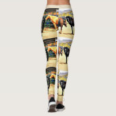 Leggings Les guêtres des femmes "quatre chevaux et un âne " (Dos)