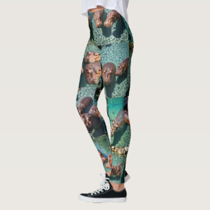 Leggings Les hippopotames en jeu : Un paradis d'étang