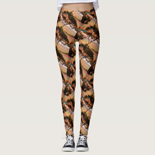Leggings "Les houblons côtiers : Kangaroos sur la rive du p (Devant)