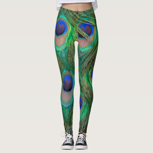 Leggings Les jambes des femmes - Plumes de paon (Devant)