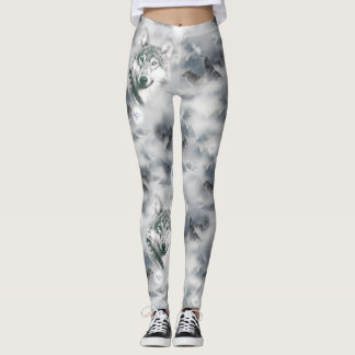 Leggings Les loups en pleine nature Pleine lune magique