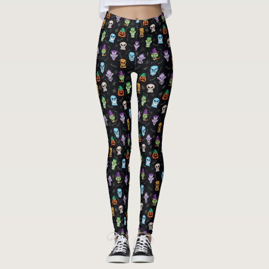 Leggings Les monstres d'Halloween font des visages effrayan (Devant)