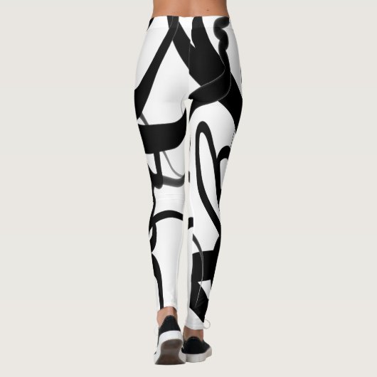 Leggings Les Plongeurs : Noir et Blanc Abstrait (Dos)