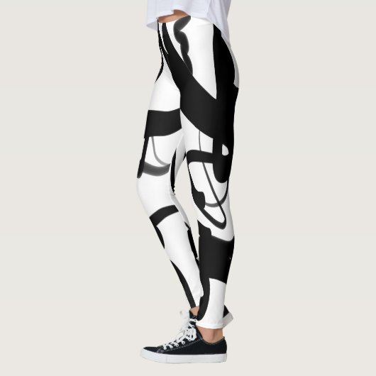 Leggings Les Plongeurs : Noir et Blanc Abstrait (Gauche)