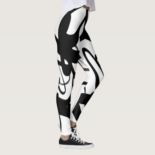 Leggings Les Plongeurs : Noir et Blanc Abstrait (Droite)