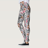 Leggings Les poulets dans la nature rose, rose et gris (Gauche)
