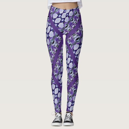 Leggings Les rayures de Chrissy dans le pourpre (Devant)