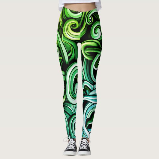 Leggings Les torrents d'énergie verte (Devant)