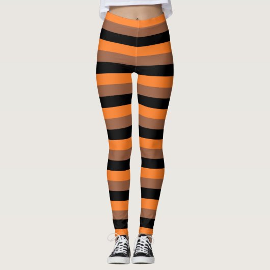 Leggings Les tripes noir, orange et Brown (Devant)