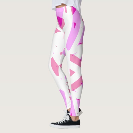 Leggings Les Valentines Art Déco Géométrique Rose Blanc Aim (Gauche)