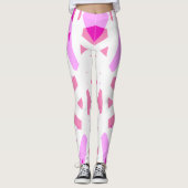 Leggings Les Valentines Art Déco Géométrique Rose Blanc Aim (Devant)