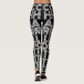 Leggings Lettre de nom Noir Blanc Multi Line Police Motif (Dos)