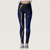 Leggings Lettre et nom personnalisés Marine Blue Gold Leggi (Devant)