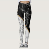 LEGGINGS LETTRE PERSONNALISÉE EN MARBRE BLANC NOIR (Devant)