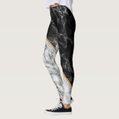 LEGGINGS LETTRE PERSONNALISÉE EN MARBRE BLANC NOIR (Gauche)