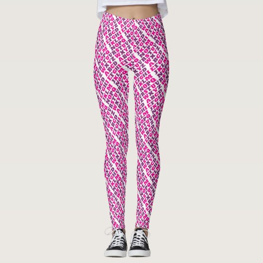 Leggings Lettres alphabet motif violet rose (Devant)