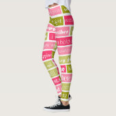 Leggings Lettres d'amour rose et vert (Gauche)