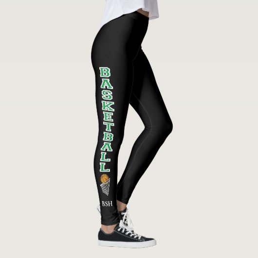 Leggings Lettres de basket-ball en pattes vertes et blanche (Droite)